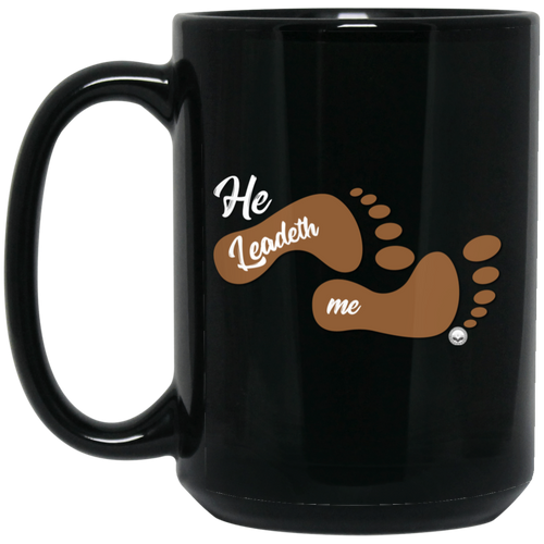 Leadeth Me 15 oz. Black Mug