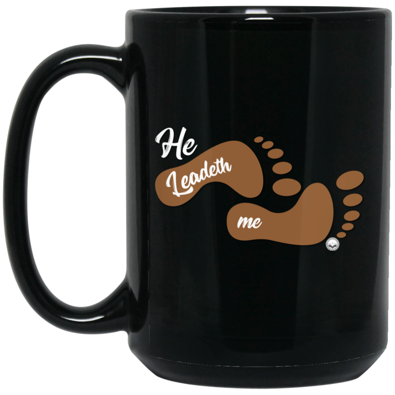 Leadeth Me 15 oz. Black Mug